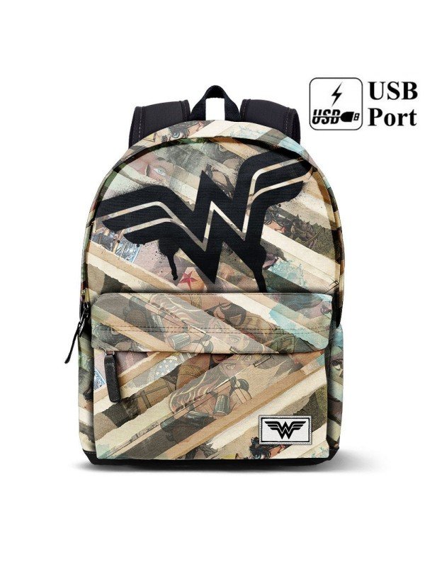 Mochila WONDER WOMAN HS COLLAGE marrón