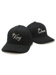 Pack 2 Gorras de rejilla Top Hats KING + QUEEN negro