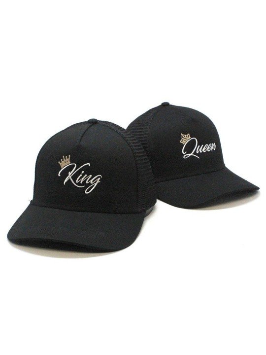 Pack 2 Gorras de rejilla Top Hats KING + QUEEN negro