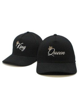 Pack 2 Gorras de rejilla Top Hats KING + QUEEN negro