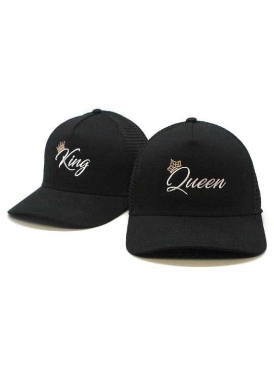 Pack 2 Gorras de rejilla Top Hats KING + QUEEN negro