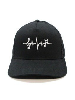 Gorra de rejilla Top Hats FRECUENCIA CARDIACA MUSICAL negro
