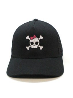 Gorra de rejilla Top Hats SKUL WOMAN negro