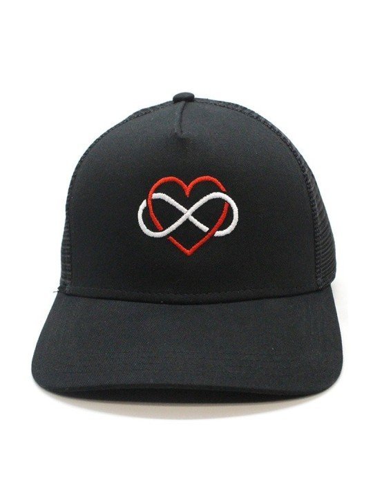 Top Hats INFINITI HEART black trucker Cap