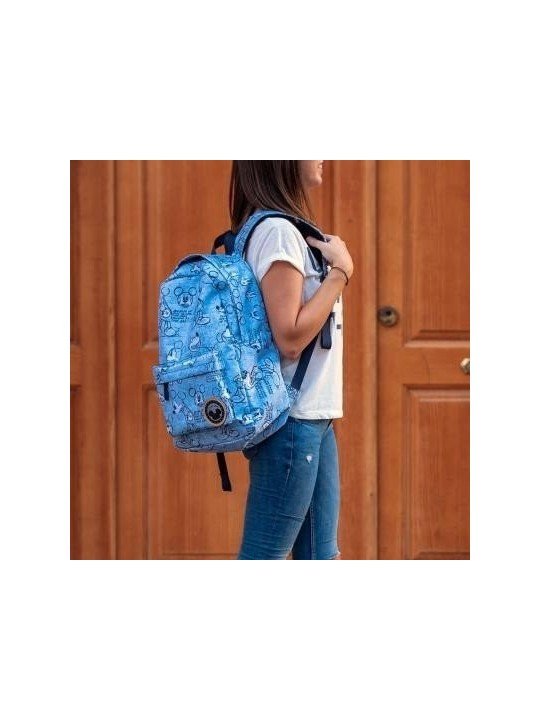 Mochila Mickey Mouse Celeste | Ligera y Práctica