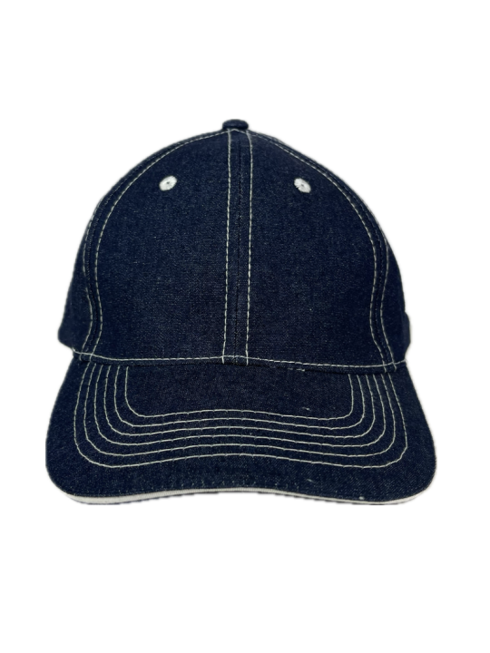 denim Cap with White Sandwich Visor | Adjustable Velcro Closure