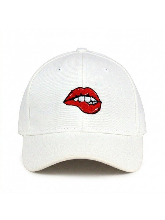 Sensual Lips Embroidered Cap | Structured Front Cap by Top Hats
