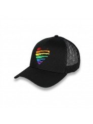 Gorra de rejilla con bordado de corazón LGTBI difuminado | Top Hats