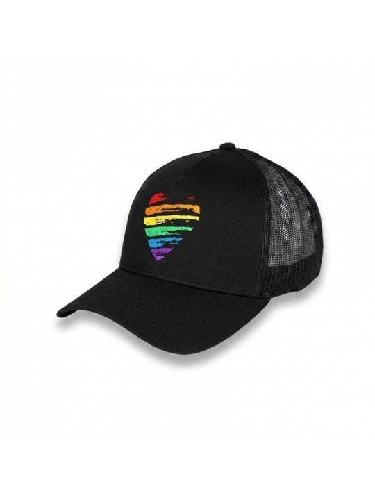Gorra de rejilla con bordado de corazón LGTBI difuminado | Top Hats