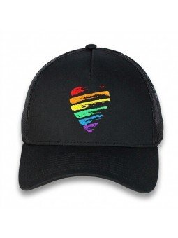 Gorra de rejilla con bordado de corazón LGTBI difuminado | Top Hats