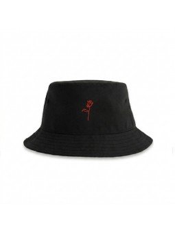 Sombrero bordado minimalista con rosa | sombrero sostenible de poliéster reciclado