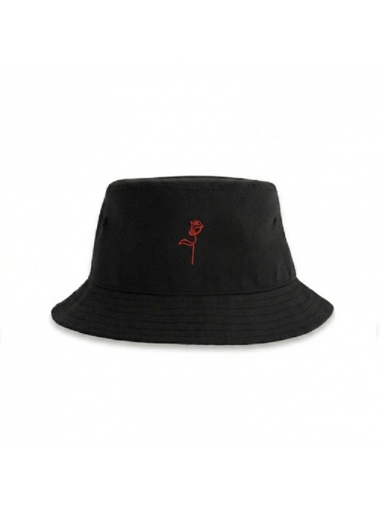 Sombrero bordado minimalista con rosa | sombrero sostenible de poliéster reciclado