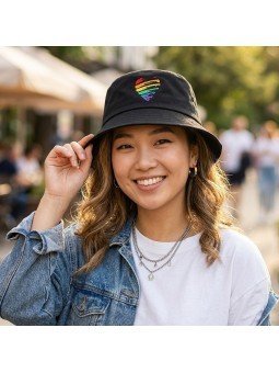 Sombrero Bucket Heart LGTBI, poliéster reciclado 100%| Top Hats