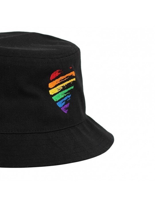 Bucket Hat by Top Hats, Heart LGTBI, Black 100% Cotton | Top Hats Spain