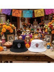 Sombrero Bordado con Calavera Mexicana | sombrero Streetwear Día de Muertos – 2 Colores