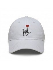 Top Hats White I Love You Hand Gesture Cap | Soft Crown Hat