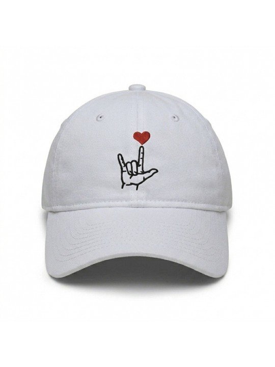 Top Hats White I Love You Hand Gesture Cap | Soft Crown Hat