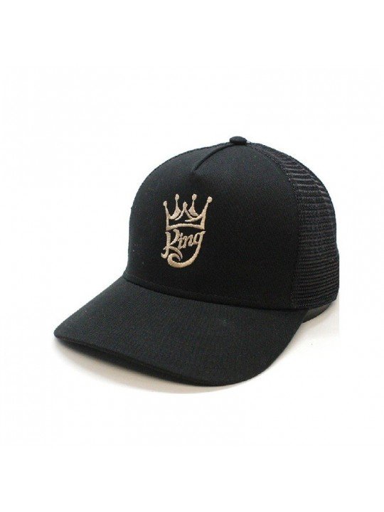 Gorra de rejilla KING con corona de Top Hats – gorra trucker bordada de estilo urbano