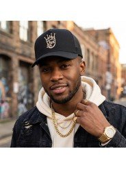 Gorra de rejilla KING con corona de Top Hats – gorra trucker bordada de estilo urbano