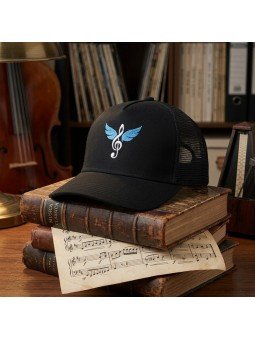 Gorra Top Hats Nota Musical y Alas | Gorra Bordada Inspirada en la Música