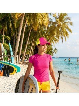 Mesh Cap with Palm Tree and Paddle Board | Adjustable Summer Cap