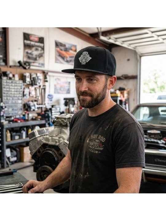 Gorra Snapback con Motor Bordado | Gorra para Amantes del Motor | Top Hats