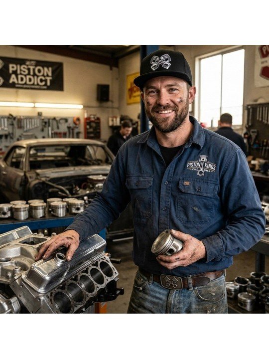Top Hats Snapback Cap with Embroidered Pistons | Flat Brim Motorsport Cap