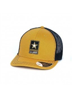 Mustard Mesh Cap with Embroidered Star & U.S. Army | Top Hats