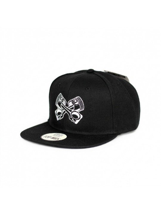 Gorra Snapback Top Hats con Pistones Bordados | Visera Plana Motorista