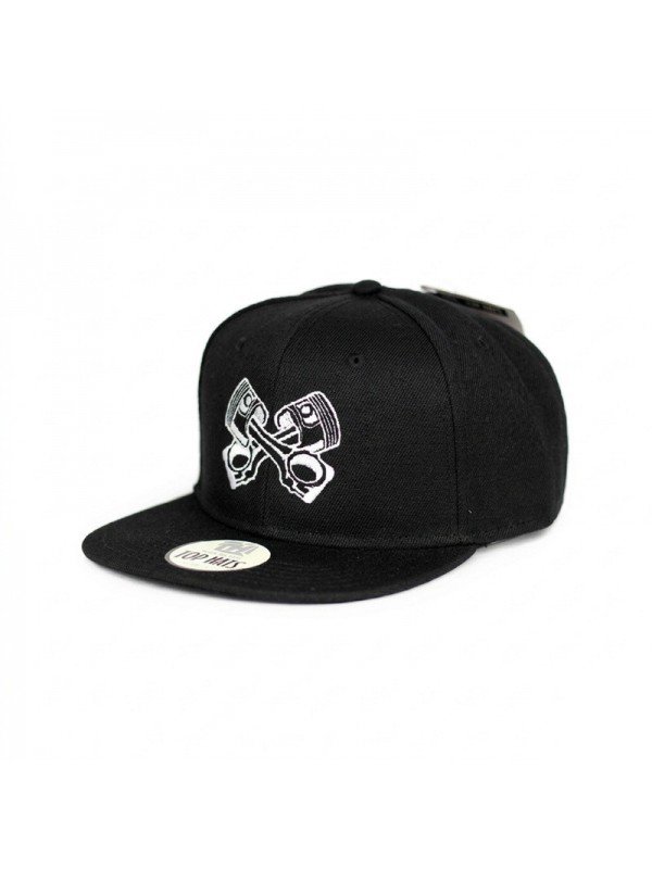 Top Hats Snapback Cap with Embroidered Pistons | Flat Brim Motorsport Cap