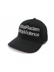 Gorra de Rejilla Top Hats con Bordado Stop Racism y Stop Violence | Gorra Trucker Ajustable