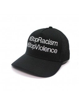 Gorra de Rejilla Top Hats con Bordado Stop Racism y Stop Violence | Gorra Trucker Ajustable