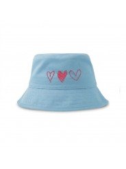Sombrero Azul Celeste con 3 Corazones Bordados Rosa | Diseño Encantador