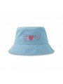 Sombrero Azul Celeste con 3 Corazones Bordados Rosa | Diseño Encantador