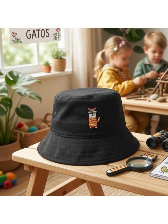 Sombrero Infantil con Gato y Gafas Bordado | Talla Niño