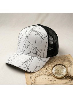 Gorra de Rejilla Top Hats con Estampado de Mapa | Estilo Aventurero  | Top Hats