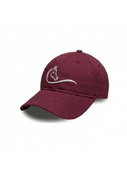 Burgundy Horse Embroidered Cap | Soft Crown Equestrian Style