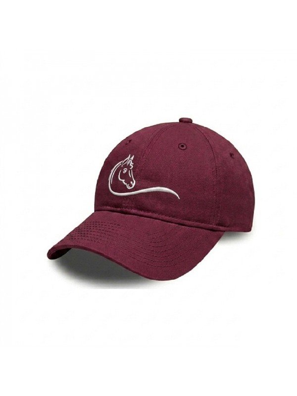 Gorra Burdeos con Bordado de Caballo | Corona Blanda y Estilo Ecuestre