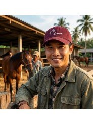 Gorra Burdeos con Bordado de Caballo | Corona Blanda y Estilo Ecuestre