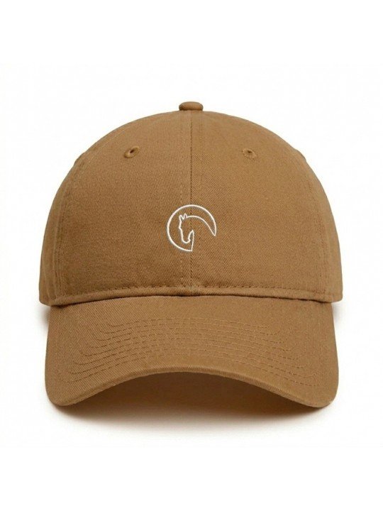 Gorra Camel Top Hats con Bordado de Caballo | Corona Blanda