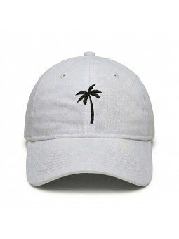 Gorra Top Hats con Palmera Bordada Blanca | Corona Blanda