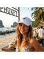 Gorra Top Hats con Palmera Bordada Blanca | Corona Blanda