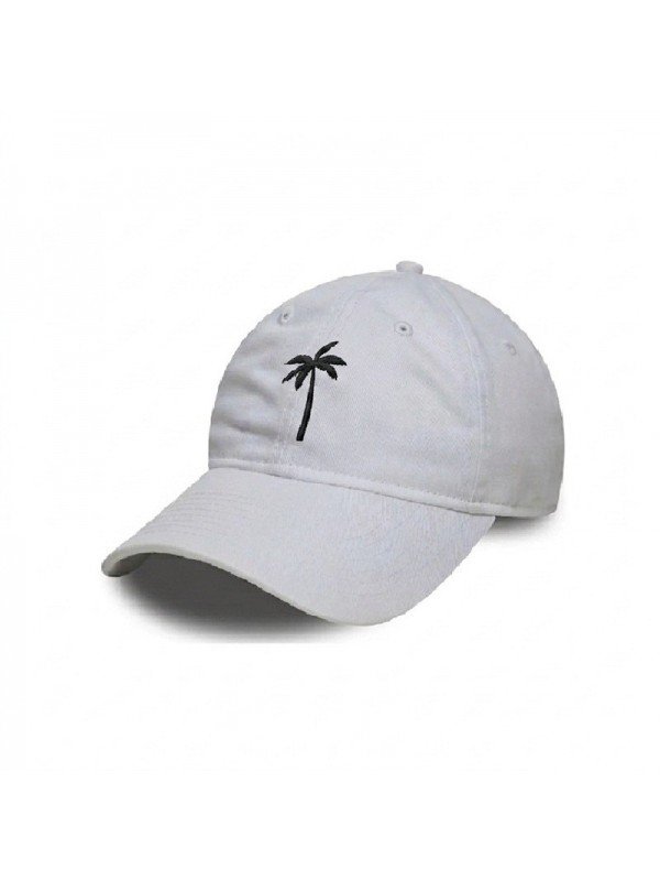 Gorra Top Hats con Palmera Bordada Blanca | Corona Blanda