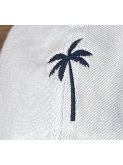 Gorra Top Hats con Palmera Bordada Blanca | Corona Blanda