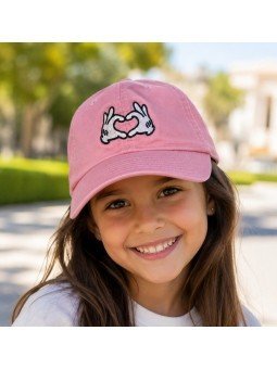 Pink Kids Cap with Embroidered Heart Hands | Top Hats