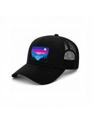 Top Hats Mountain Embroidered Cap in Blue and Pink Tones