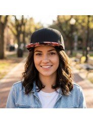 Flexfit Snapback Cap with Floral Print Visor | Streetwear Style