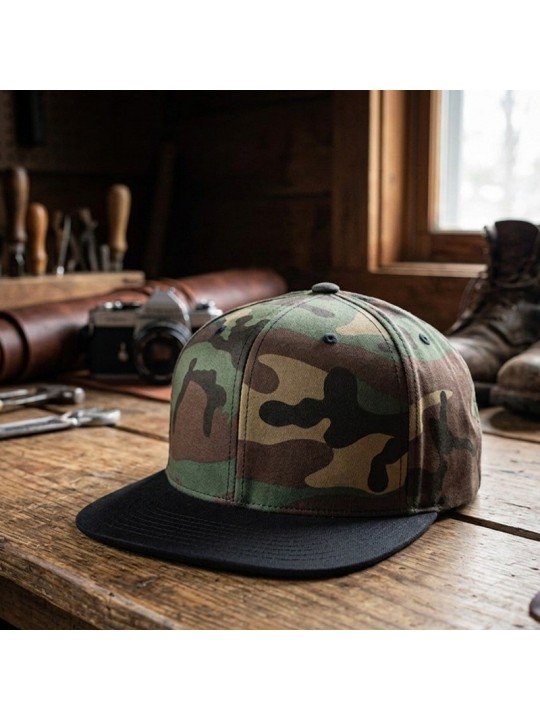 Gorra Snapback Flexfit de Camuflaje con Visera Plana de color negro | Gorra Camo Ajustable