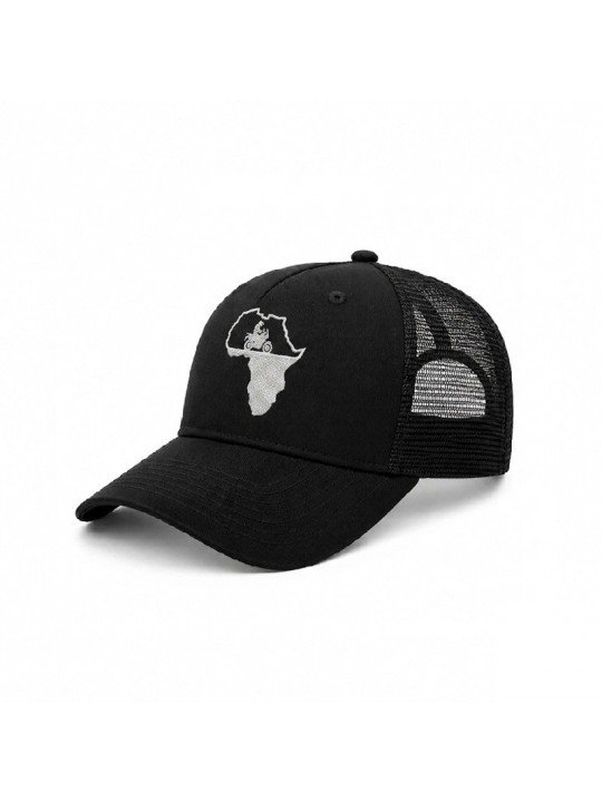 Gorra Top Hats de Rejilla con Bordado de África y Motocicleta