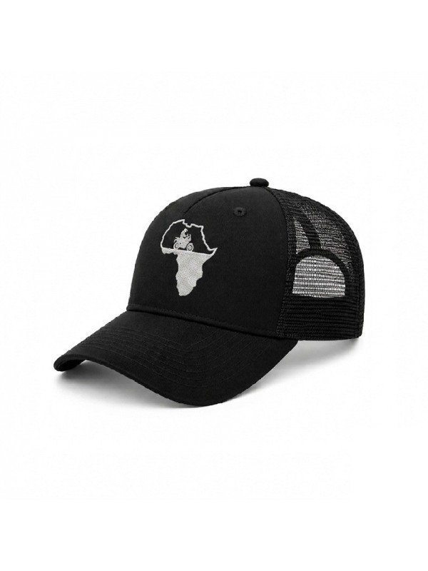 Gorra Top Hats de Rejilla con Bordado de África y Motocicleta
